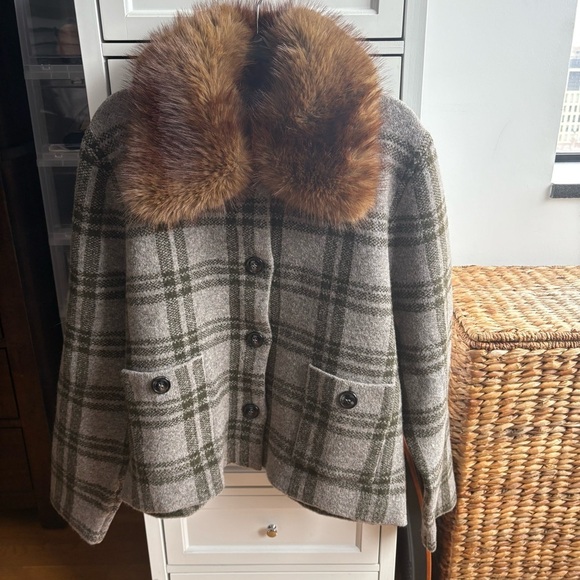 Zara Knit Cardigan Jacket with Faux Fur Collar Front Pockets Size XL NWT - Picture 9 of 13